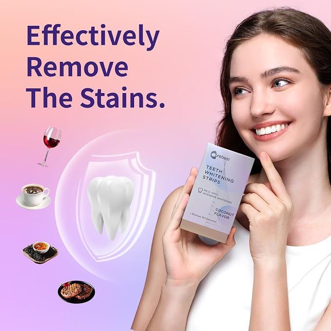 Carebest Teeth Whitening Strips for Sensitive Teeth – Enamel Safe Non-Slip Whitening Strips, Coconut Formula, 18 Treatments - Home products with | Sold by Uncle Wiener's Wholesale