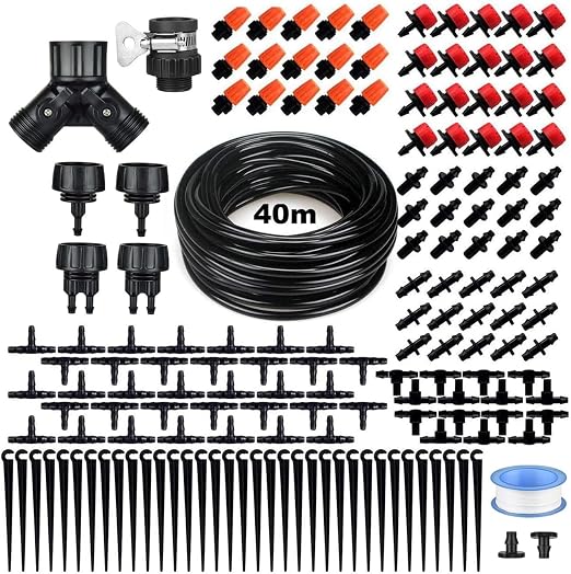 CAROSE 132FT Drip Irrigation Kit – 163-Piece Automatic Garden Watering System with 1/4" Tubing, Adjustable Drip Emitters & Mist Sprinklers - Garden & Landscaping with | Sold by Uncle Wiener's Wholesale