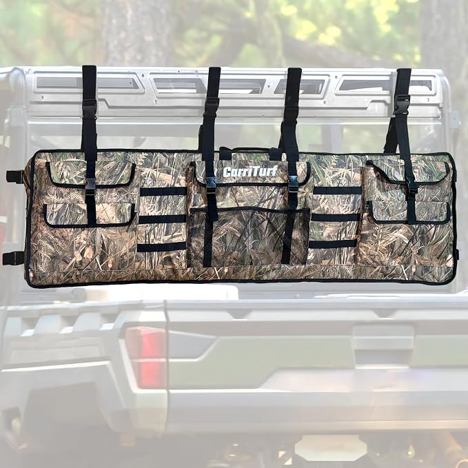 CarriTurf Double UTV Gun Storage Bag Rack – Waterproof Padded 2-Compartment Rear Rack Organizer with Mounting Straps - Camping Gear with | Sold by Uncle Wiener's Wholesale