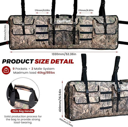 CarriTurf Double UTV Gun Storage Bag Rack – Waterproof Padded 2-Compartment Rear Rack Organizer with Mounting Straps - Camping Gear with | Sold by Uncle Wiener's Wholesale