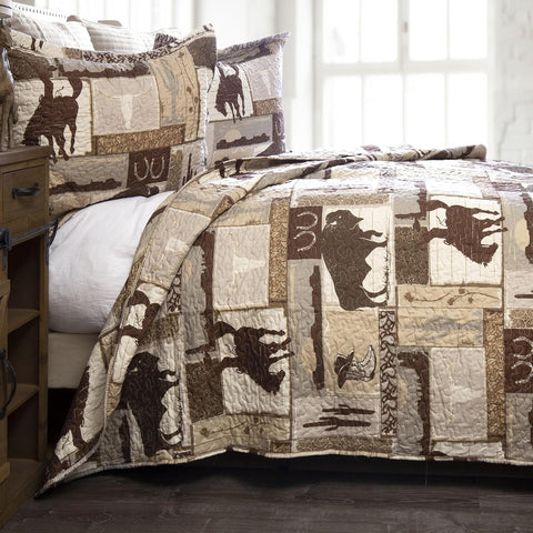 CARSTENS, INC. Western Aztec Country Bedding Set, Southwestern 3 - Piece Microfiber Quilt Set, Wrangler Western Vintage Cowboy, Full/Queen - with Wrangler Western Vintage Cowboy | Sold by Uncle Wiener's Wholesale