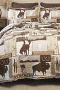 CARSTENS, INC. Western Aztec Country Bedding Set, Southwestern 3 - Piece Microfiber Quilt Set, Wrangler Western Vintage Cowboy, Full/Queen - with Wrangler Western Vintage Cowboy | Sold by Uncle Wiener's Wholesale