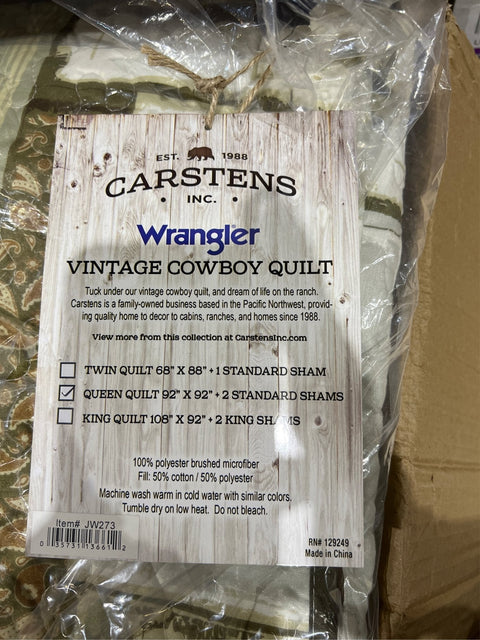 CARSTENS, INC. Western Aztec Country Bedding Set, Southwestern 3 - Piece Microfiber Quilt Set, Wrangler Western Vintage Cowboy, Full/Queen - with Wrangler Western Vintage Cowboy | Sold by Uncle Wiener's Wholesale
