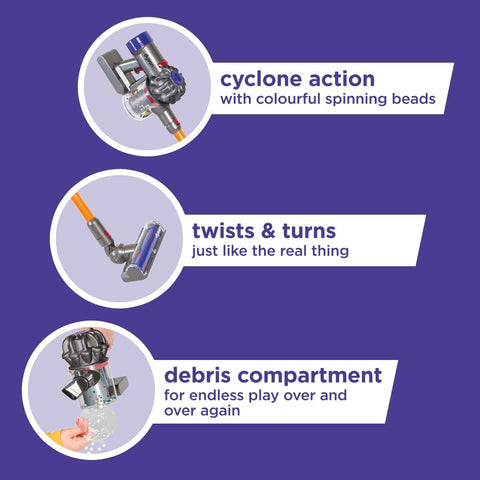 Casdon Dyson Cordless Vacuum Interactive & Officially Licensed Toy Dyson Vacuum for Children Aged 3+ Realistic Role - Play Fun, Purple - with | Sold by Uncle Wiener's Wholesale