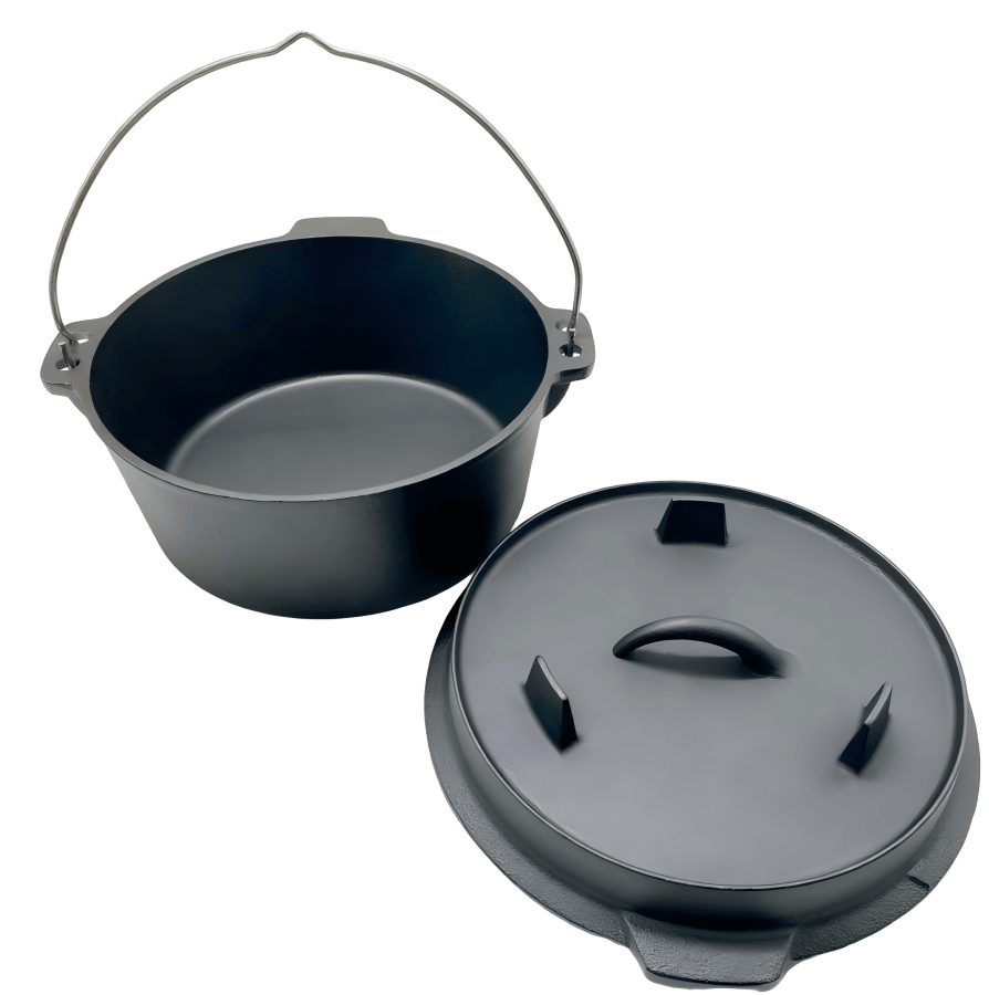 Cast Iron Dutch Oven Hanging Pot 8 Quart Pre-Seasoned Camp Cooking CI8QT - with | Sold by Uncle Wiener's Wholesale