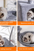 Cat Tree Tower Condo with Hammock & Scratching Posts – Plush Perch &amp; Toy Light Gray HCT004SW - with | Sold by Uncle Wiener's Wholesale