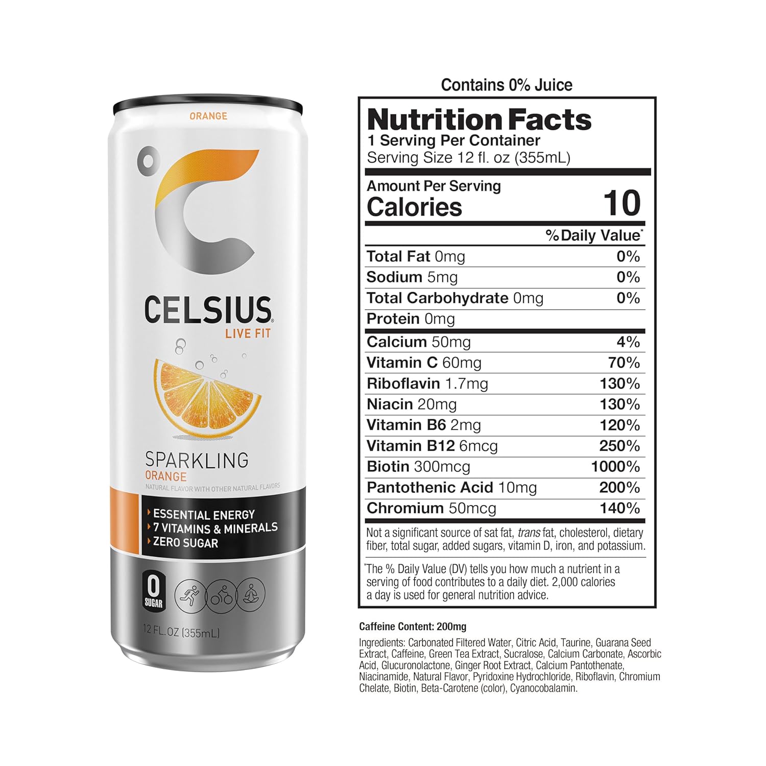 CELSIUS Sparkling Orange – Functional Essential Energy Drink (12 × 355 mL / 12 fl oz) - with | Sold by Uncle Wiener's Wholesale