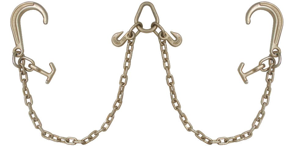 Chain V Bridle 2 Leg 15 Ft Grab J Hook Cluster Tow Recovery Truck G70 BRIDEJH - with 5/16" (Working Load Limit: 4700 lb) (Breaking Strength: 18800 lb) | Sold by Uncle Wiener's Wholesale