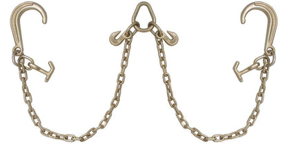 Chain V Bridle 2 Leg 15 Ft Grab J Hook Cluster Tow Recovery Truck G70 BRIDEJH - with 5/16" (Working Load Limit: 4700 lb) (Breaking Strength: 18800 lb) | Sold by Uncle Wiener's Wholesale