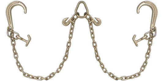 Chain V Bridle 2 Leg 15 Ft Grab J Hook Cluster Tow Recovery Truck G70 BRIDEJH - with 5/16" (Working Load Limit: 4700 lb) (Breaking Strength: 18800 lb) | Sold by Uncle Wiener's Wholesale