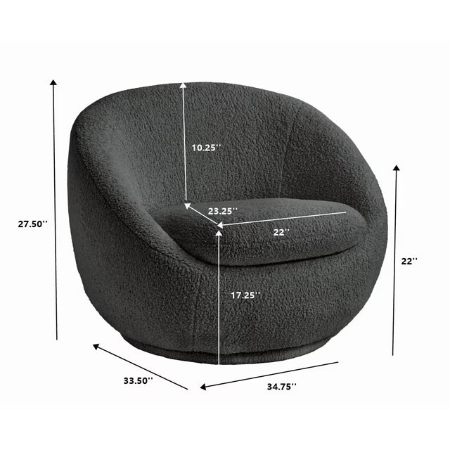 Better Homes & Gardens Mira Swivel Accent Chair – Gray Faux Shearling Upholstered Living Room Chair
