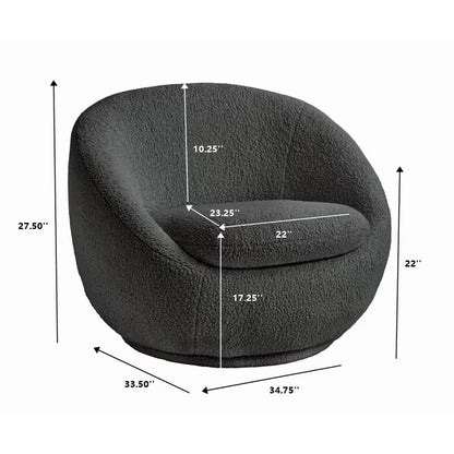 Better Homes & Gardens Mira Swivel Accent Chair – Gray Faux Shearling Upholstered Living Room Chair