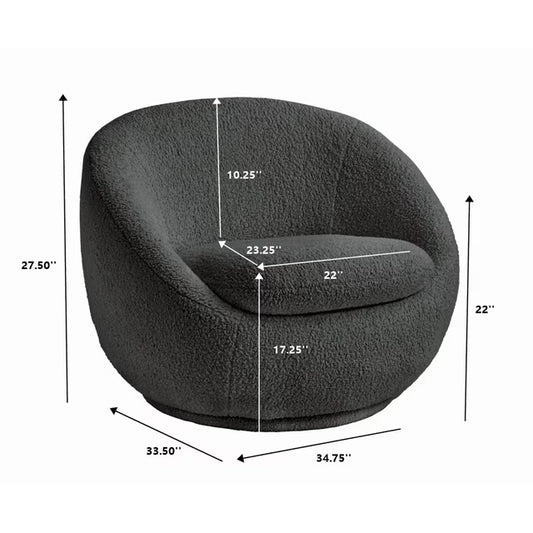 Better Homes & Gardens Mira Swivel Accent Chair – Gray Faux Shearling Upholstered Living Room Chair