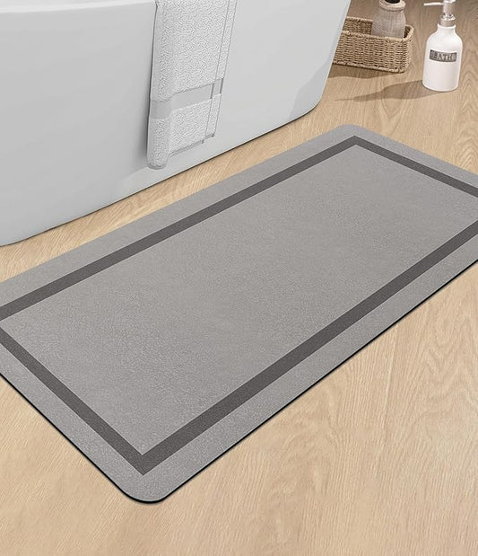Chakme Large Bathroom Rug 48 x 24 Ultra Thin Quick Dry Non Slip Absorbent Bath Mat - with Grey | Sold by Uncle Wiener's Wholesale