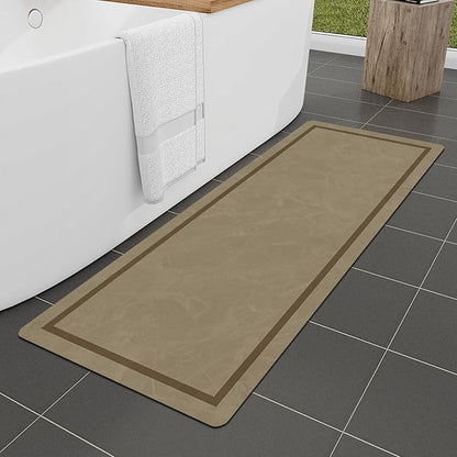 Chakme Large Bathroom Rug 48 x 24 Ultra Thin Quick Dry Non Slip Absorbent Bath Mat - with Beige | Sold by Uncle Wiener's Wholesale