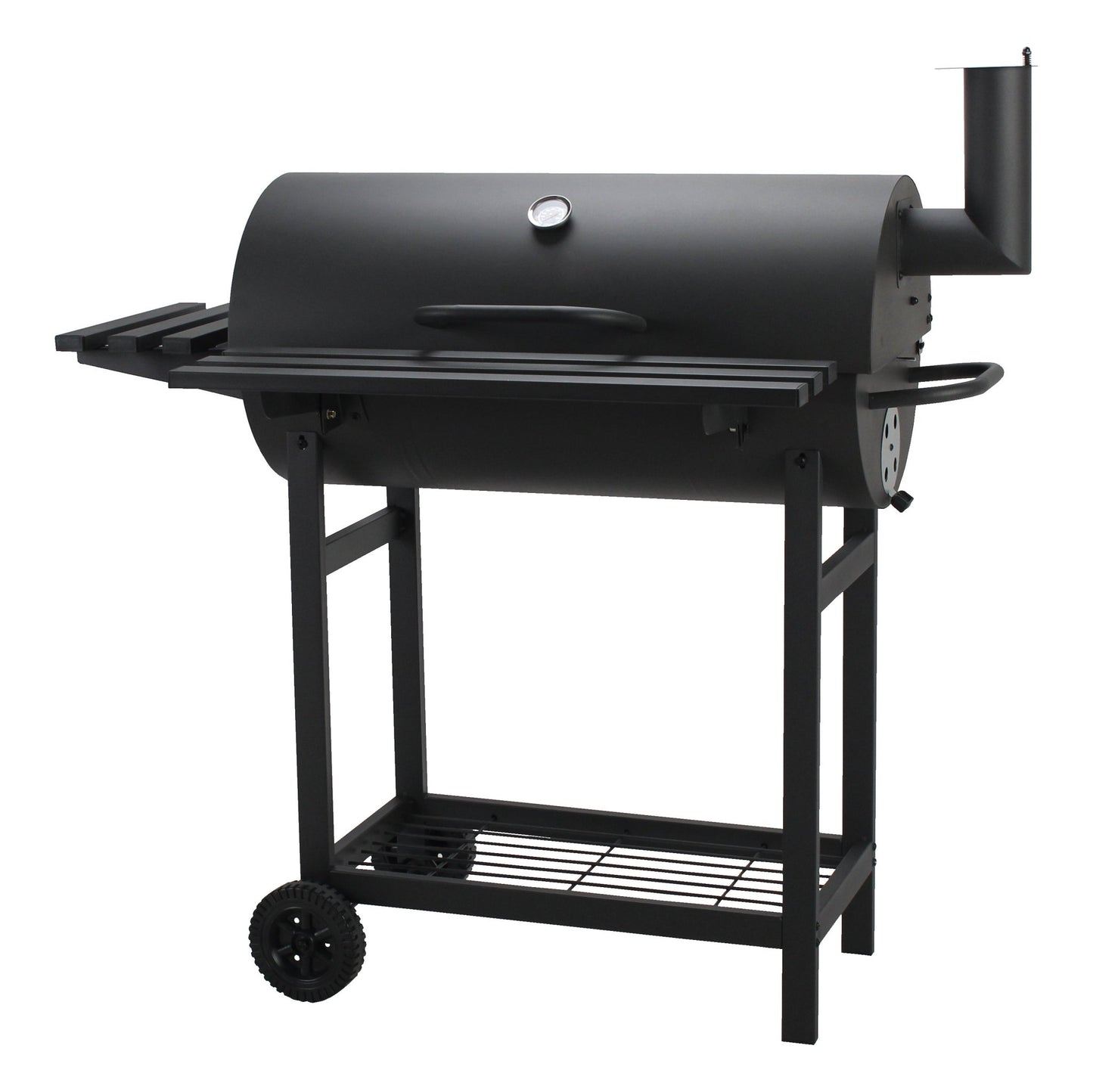 Charcoal BBQ Barrel Grill with Chimney Outdoor Smoker Grill Cart Black 21BG108 - with | Sold by Uncle Wiener's Wholesale
