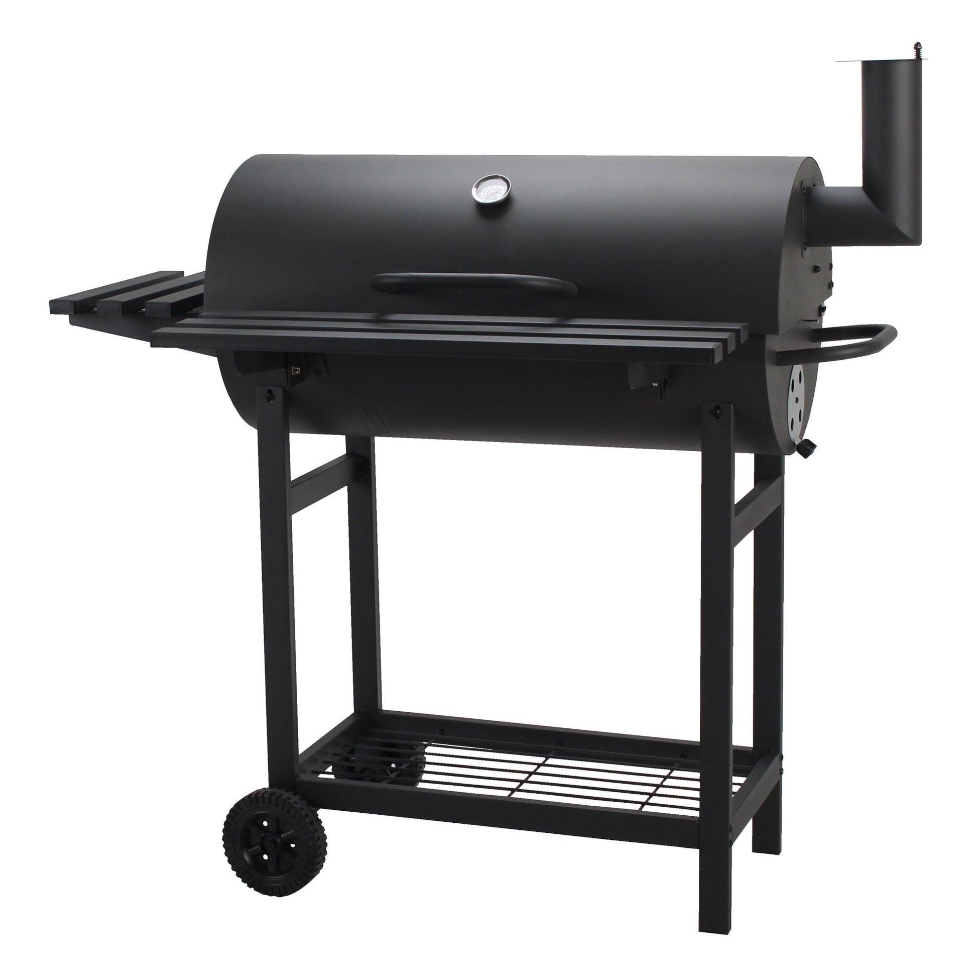 Charcoal BBQ Barrel Grill with Chimney Outdoor Smoker Grill Cart Black 21BG108 - with | Sold by Uncle Wiener's Wholesale