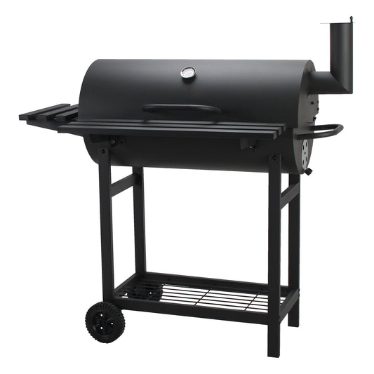 Charcoal BBQ Barrel Grill with Chimney Outdoor Smoker Grill Cart Black 21BG108 - with | Sold by Uncle Wiener's Wholesale