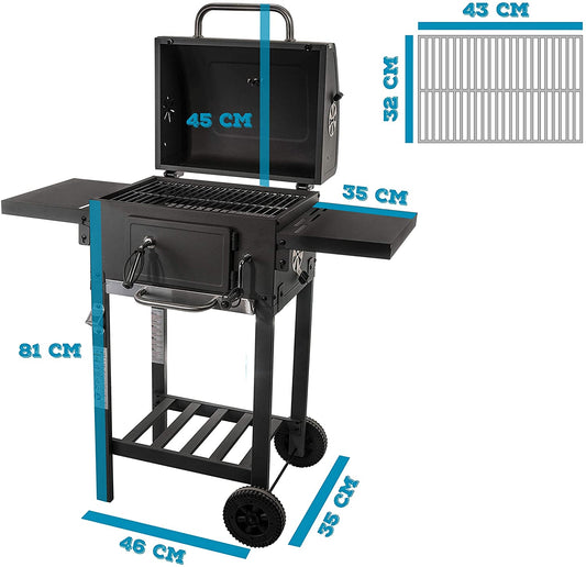 Charcoal BBQ Grill Adjustable Crank Height Outdoor Grill Cart 21RG111 - with | Sold by Uncle Wiener's Wholesale