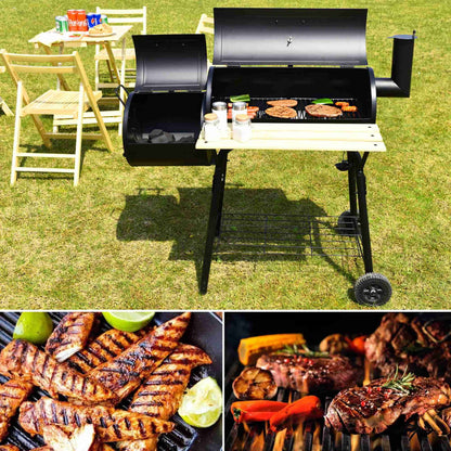 Charcoal BBQ Grill Offset Smoker Compact Outdoor Grill Cart SL7038 - with | Sold by Uncle Wiener's Wholesale