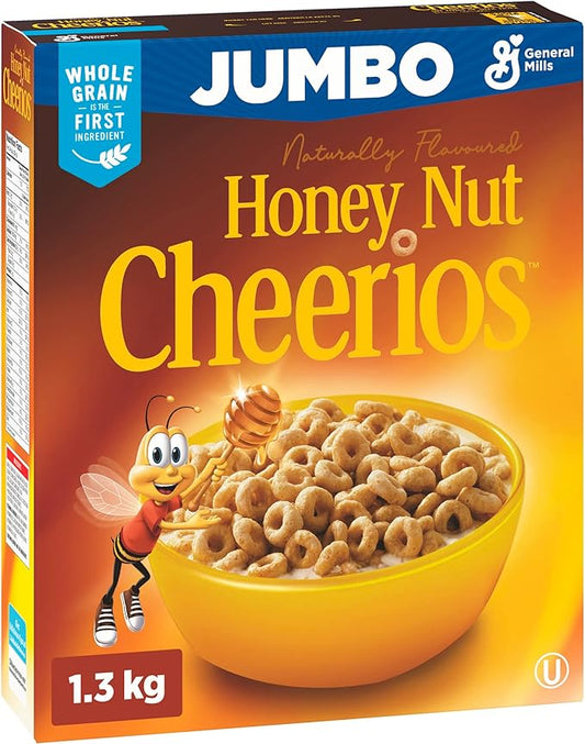 Cheerios Honey Nut Jumbo Cereal 1.3kg Whole Grain Oats Family Size - Snack with | Sold by Uncle Wiener's Wholesale
