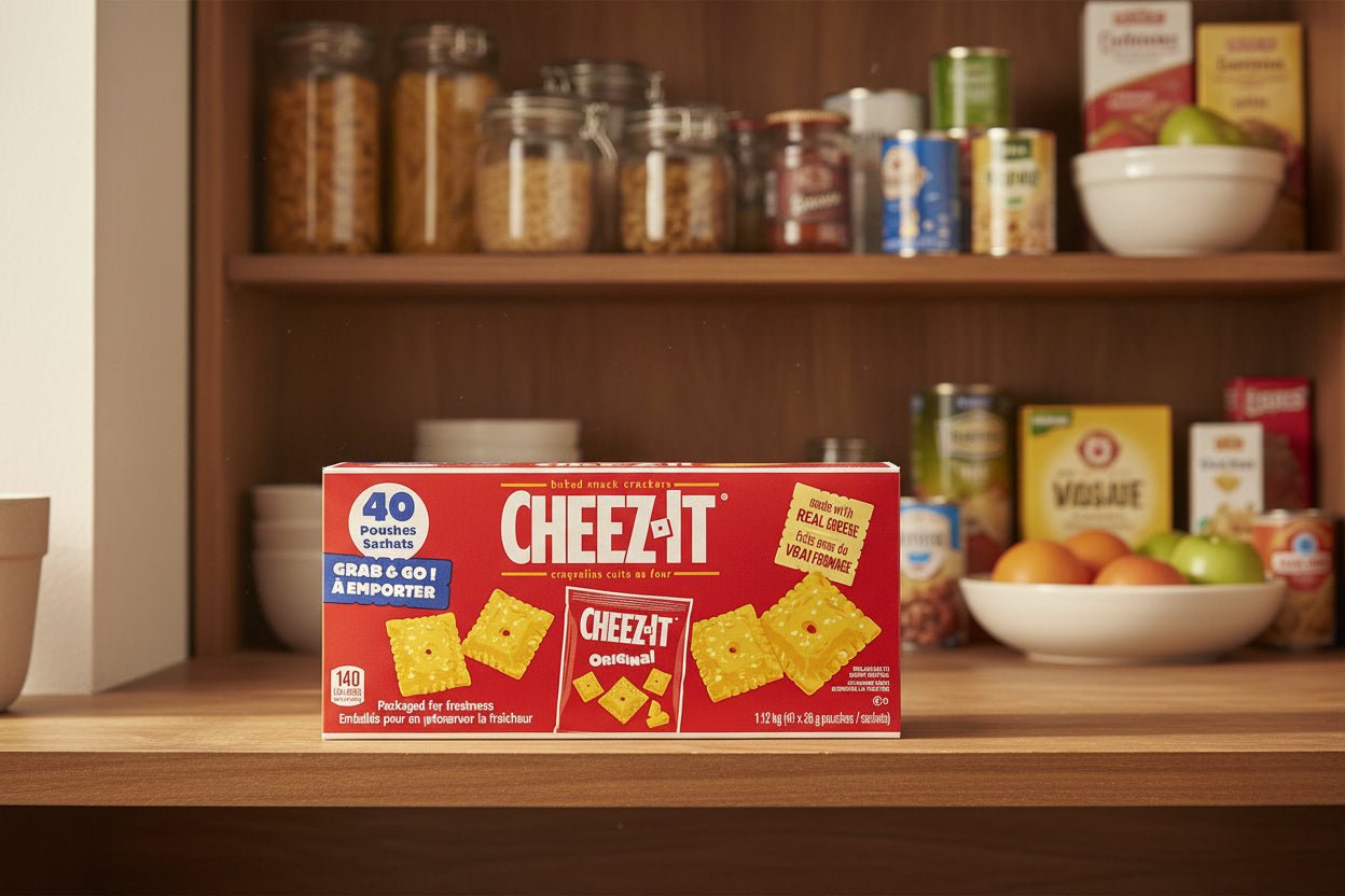Cheez-It Original Baked Snack Crackers – 40 x 28 g Single-Serve Packs, 1.12 kg Box - Snack with | Sold by Uncle Wiener's Wholesale