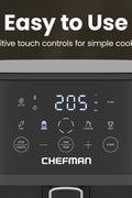 Chefman 5.7L Air Fryer, Touch Controls with 4 Presets, Compact Air Fryer with Hi - Fry Technology for Extra Crisp, Quick & Easy Meals, Nonstick & Dishwasher Safe Basket, Black - with | Sold by Uncle Wiener's Wholesale