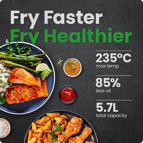 Chefman 5.7L Air Fryer, Touch Controls with 4 Presets, Compact Air Fryer with Hi - Fry Technology for Extra Crisp, Quick & Easy Meals, Nonstick & Dishwasher Safe Basket, Black - with | Sold by Uncle Wiener's Wholesale