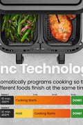 Chefman Dual Basket Digital Air Fryer Oven w/ Easy View Windows, 2 Independent 3 Qt Baskets - Black - with <B>Dimensions (Overall):</B> 11.02 inches (H) x 11.81 inches (W) x 12.99 inches (D) | Sold by Uncle Wiener's Wholesale