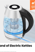 Chefman Electric Glass Kettle, Fast Boiling W/ LED Lights, Auto Shutoff & Boil Dry Protection, Cordless Pouring, BPA Free, Removable Tea Infuser, 1.8 Liters - with | Sold by Uncle Wiener's Wholesale