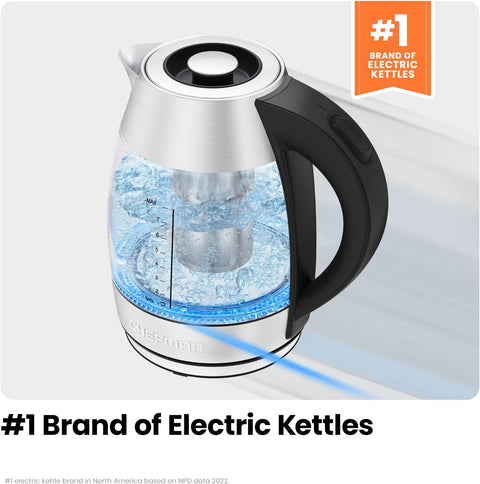 Chefman Electric Glass Kettle, Fast Boiling W/ LED Lights, Auto Shutoff & Boil Dry Protection, Cordless Pouring, BPA Free, Removable Tea Infuser, 1.8 Liters - with | Sold by Uncle Wiener's Wholesale