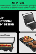 Chefman Panini Press Grill and Gourmet Sandwich Maker, Non - Stick Coated Plates, Opens 180 Degrees to Fit Any Type or Size of Food, Stainless Steel Surface and Removable Drip Tray - 4 Slice - with | Sold by Uncle Wiener's Wholesale