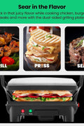 Chefman Panini Press Grill and Gourmet Sandwich Maker, Non - Stick Coated Plates, Opens 180 Degrees to Fit Any Type or Size of Food, Stainless Steel Surface and Removable Drip Tray - 4 Slice - with | Sold by Uncle Wiener's Wholesale