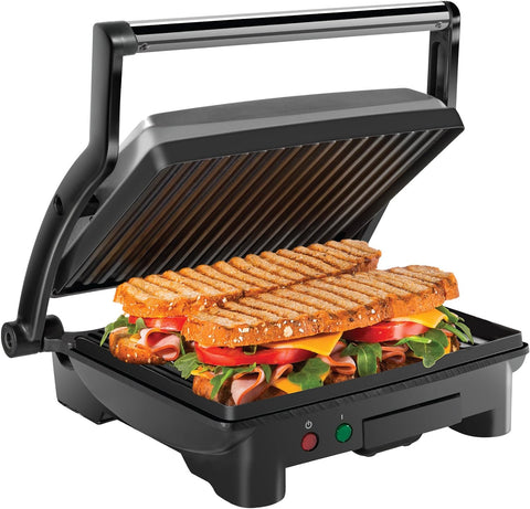 Chefman Panini Press Grill and Gourmet Sandwich Maker, Non - Stick Coated Plates, Opens 180 Degrees to Fit Any Type or Size of Food, Stainless Steel Surface and Removable Drip Tray - 4 Slice - with | Sold by Uncle Wiener's Wholesale