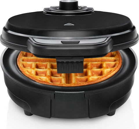 Chefman RJ04 - AO - 4 - US w/Shade Selector Temperature Control, Mess Free Moat, Round Iron w/Nonstick Plates & Cool Touch Handle, Measuring Cup Included, Black, 700 W - with | Sold by Uncle Wiener's Wholesale