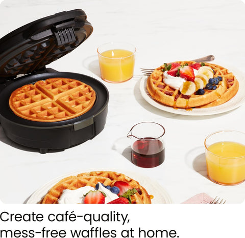 Chefman RJ04 - AO - 4 - US w/Shade Selector Temperature Control, Mess Free Moat, Round Iron w/Nonstick Plates & Cool Touch Handle, Measuring Cup Included, Black, 700 W - with | Sold by Uncle Wiener's Wholesale