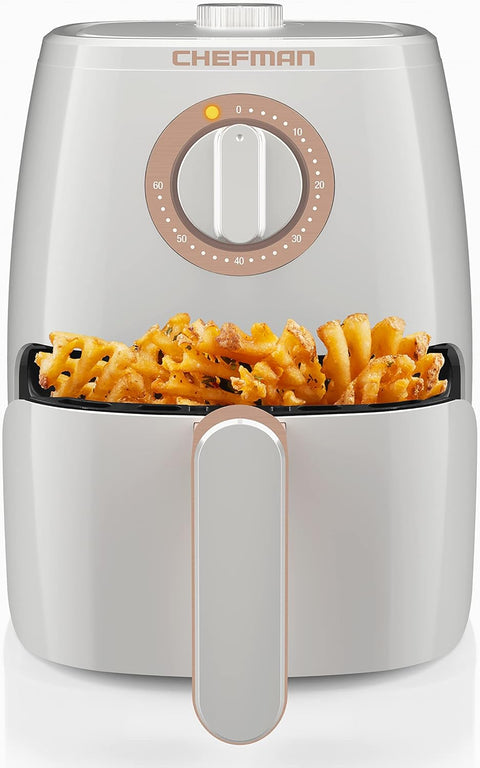 Chefman TurboFry 2 - Quart Air Fryer, Dishwasher Safe Basket & Tray, Use Little to No Oil For Healthy Food, 60 Minute Timer, Fry Healthier Meals Fast, Heat And Power Indicator Light, Temp Control, White - with | Sold by Uncle Wiener's Wholesale