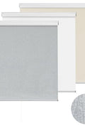 ChrisDowa Cordless 100% Blackout Roller Shade, with Striped Jacquard, Thermal Insulated, UV Protection Fabric, Total Blackout Blinds for Window, French Doors, Home and Office. Light Grey, 34"W x 72"H - with Light Grey | Sold by Uncle Wiener's Wholesale