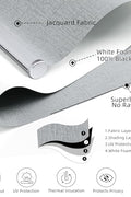 ChrisDowa Cordless 100% Blackout Roller Shade, with Striped Jacquard, Thermal Insulated, UV Protection Fabric, Total Blackout Blinds for Window, French Doors, Home and Office. Light Grey, 47"W x 72"H - with Light Grey | Sold by Uncle Wiener's Wholesale
