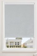 ChrisDowa Cordless 100% Blackout Roller Shade, with Striped Jacquard, Thermal Insulated, UV Protection Fabric, Total Blackout Blinds for Window, French Doors, Home and Office. Light Grey, 34"W x 72"H - with Light Grey | Sold by Uncle Wiener's Wholesale