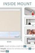 ChrisDowa Cordless 100% Blackout Roller Shade, with Striped Jacquard, Thermal Insulated, UV Protection Fabric, Total Blackout Blinds for Window, French Doors, Home and Office. Beige, 35" W x 72" H - with Beige | Sold by Uncle Wiener's Wholesale