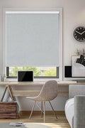 ChrisDowa Cordless 100% Blackout Roller Shade, with Striped Jacquard, Thermal Insulated, UV Protection Fabric, Total Blackout Blinds for Window, French Doors, Home and Office. Light Grey, 47"W x 72"H - with Light Grey | Sold by Uncle Wiener's Wholesale