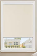 ChrisDowa Cordless 100% Blackout Roller Shade, with Striped Jacquard, Thermal Insulated, UV Protection Fabric, Total Blackout Blinds for Window, French Doors, Home and Office. Beige, 35" W x 72" H - with Beige | Sold by Uncle Wiener's Wholesale