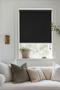 ChrisDowa Cordless Blackout Roller Shade with Spring System Room Darkening UV Protection Jacquard Fabric Blackout Blinds for Indoor Window Shades Pull Down for Home and Office, Black, 24" W x 72" H - with Black | Sold by Uncle Wiener's Wholesale