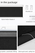ChrisDowa Cordless Blackout Roller Shade with Spring System Room Darkening UV Protection Jacquard Fabric Blackout Blinds for Indoor Window Shades Pull Down for Home and Office, Black, 24" W x 72" H - with Black | Sold by Uncle Wiener's Wholesale