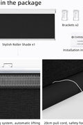 ChrisDowa Cordless Blackout Roller Shade with Spring System Room Darkening UV Protection Jacquard Fabric Blackout Blinds for Indoor Window Shades Pull Down for Home and Office, Black, 27” W x 72" H - with Black | Sold by Uncle Wiener's Wholesale