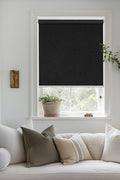 ChrisDowa Cordless Blackout Roller Shade with Spring System Room Darkening UV Protection Jacquard Fabric Blackout Blinds for Indoor Window Shades Pull Down for Home and Office, Black, 27” W x 72" H - with Black | Sold by Uncle Wiener's Wholesale