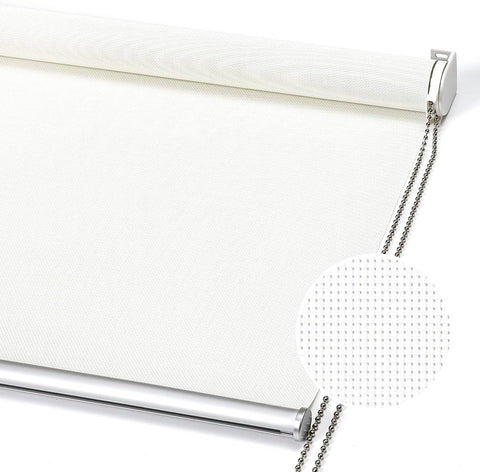 ChrisDowa Light Filtering Roller Shades, with 5% Openness Solar Screen, Flame Retardant, Water Proof Fabric. Solar Semi Sheer Roller Blinds for Office and Home. Easy to Install.White,35" W x 72" H - with | Sold by Uncle Wiener's Wholesale