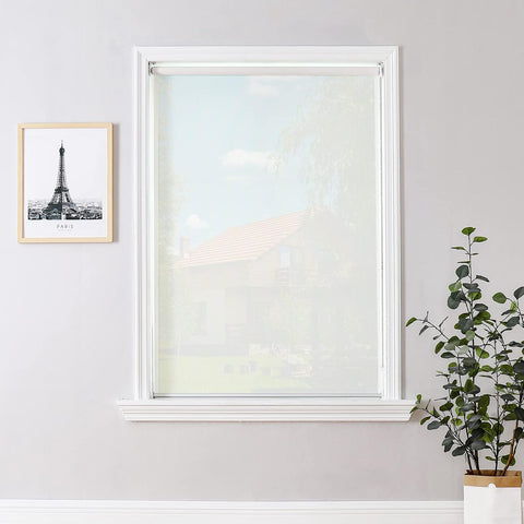 ChrisDowa Light Filtering Roller Shades, with 5% Openness Solar Screen, Flame Retardant, Water Proof Fabric. Solar Semi Sheer Roller Blinds for Office and Home. Easy to Install.White,26" W x 72" H - with | Sold by Uncle Wiener's Wholesale
