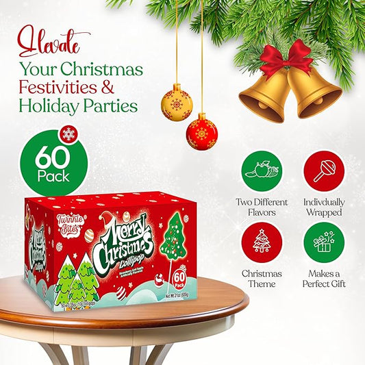 Christmas Lollipops Bulk Pack – Individually Wrapped Holiday Candy Swirl Suckers (60 Count) - Snack with | Sold by Uncle Wiener's Wholesale